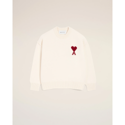Pull Col Rond Avec Ami De Coeur Contraste Naturel en Laine